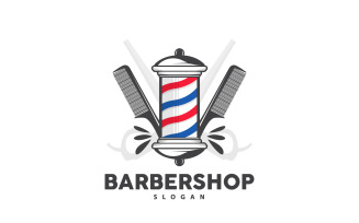 Barbershop Logo Scissors Vector Retro Vintage V9