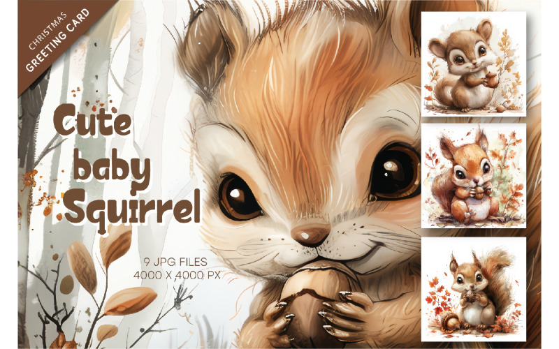 Cute baby squirrel. Animal Clipart. Illustration