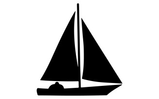 Sailboat on the horizon Vector Black Silhouette