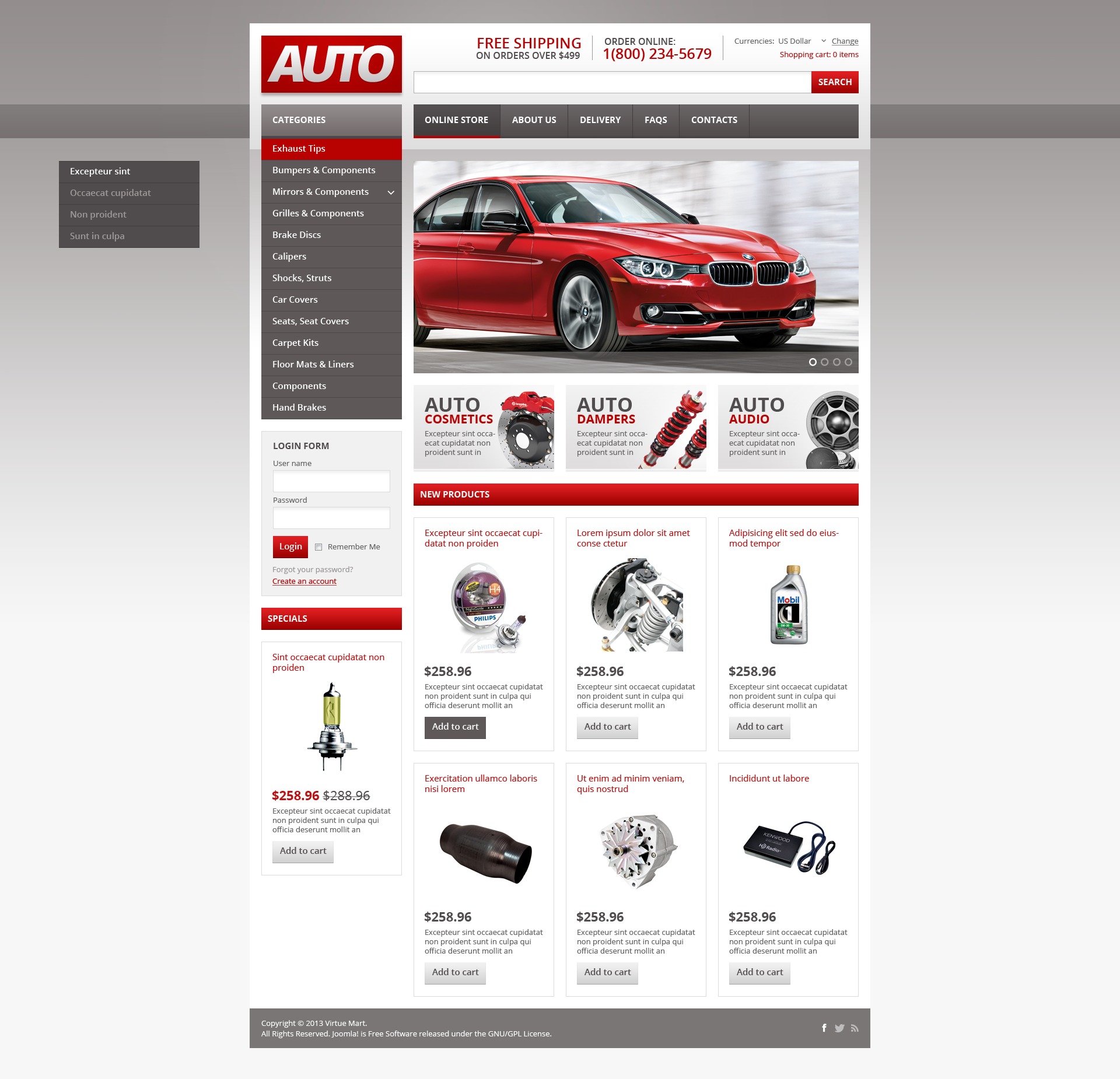 Plantilla VirtueMart "Auto Spares" #44939