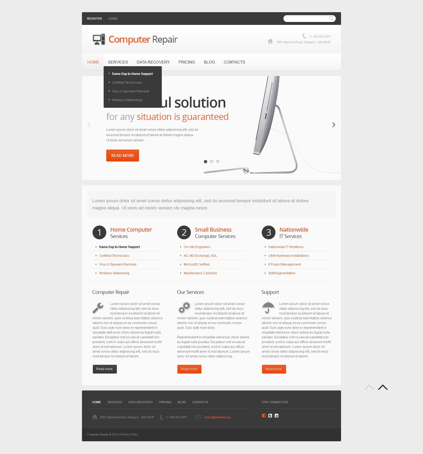 Responzivní Joomla šablona "Light Computer Repair" #44997 - screenshot