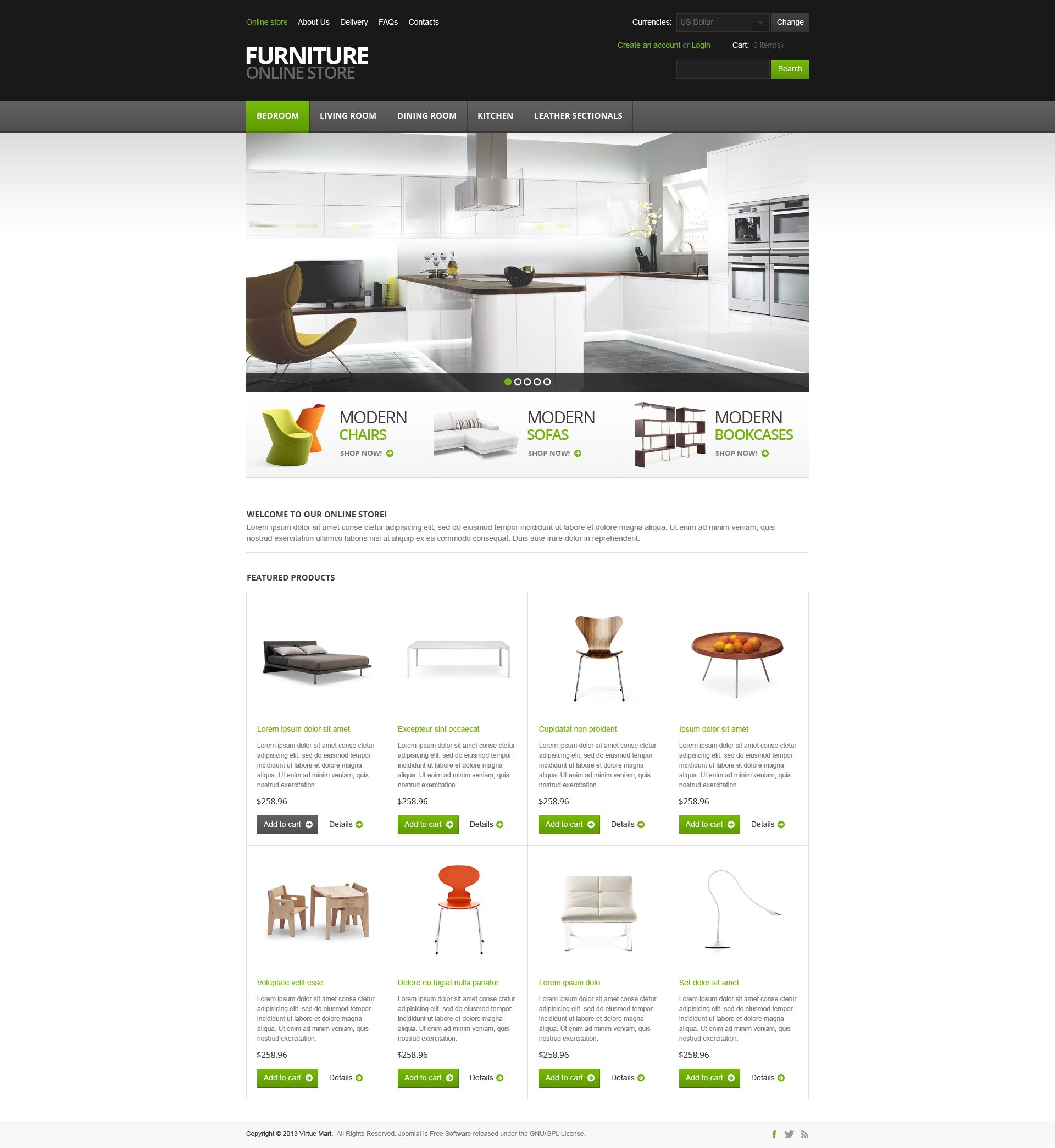 VirtueMart Vorlage namens "Furniture for Comfort" #44973 - Screenshot