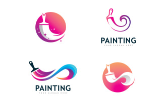 Paint logo full color luxury design style. Creative Brush concept V15
