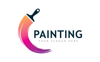 Paint logo full color luxury design style. Creative Brush concept V2