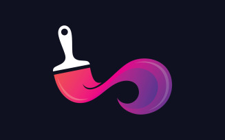 Paint logo full color luxury design style. Creative Brush concept V4