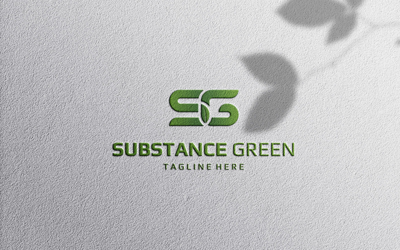 Substance Green SG Letter with Leaf logo Logo Template