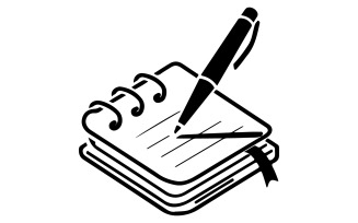 The logo silhouette art of a notebook