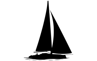 A black silhouette of one sailboat