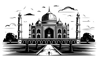 Agra city silhouette art illustration