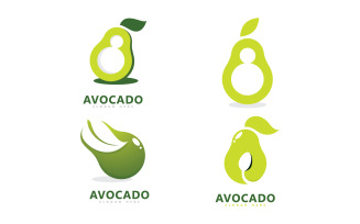 Avocado fruit logo template, healthy food symbols V13
