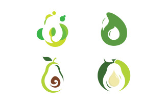 Avocado fruit logo template, healthy food symbols V14