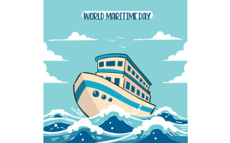 Happy World Maritime Day Illustration