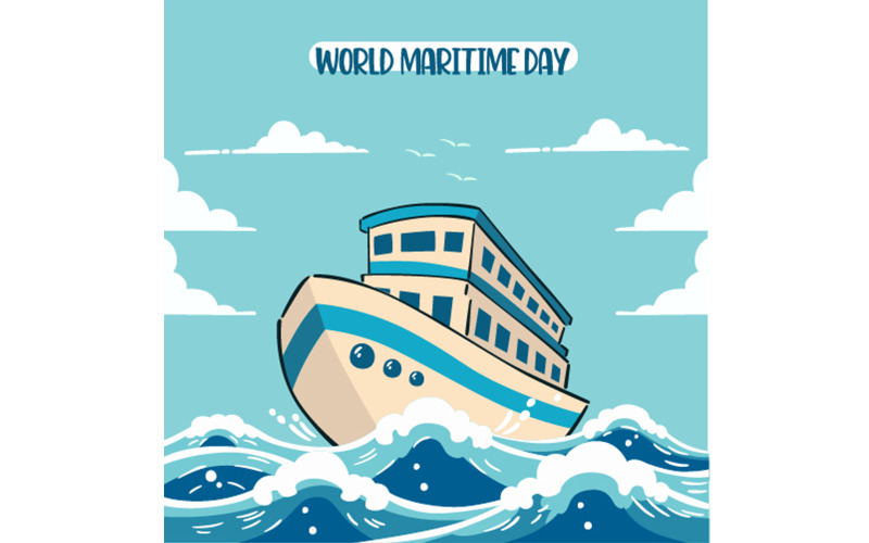 Happy World Maritime Day Illustration