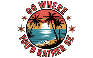 A circular beach t-shirt design