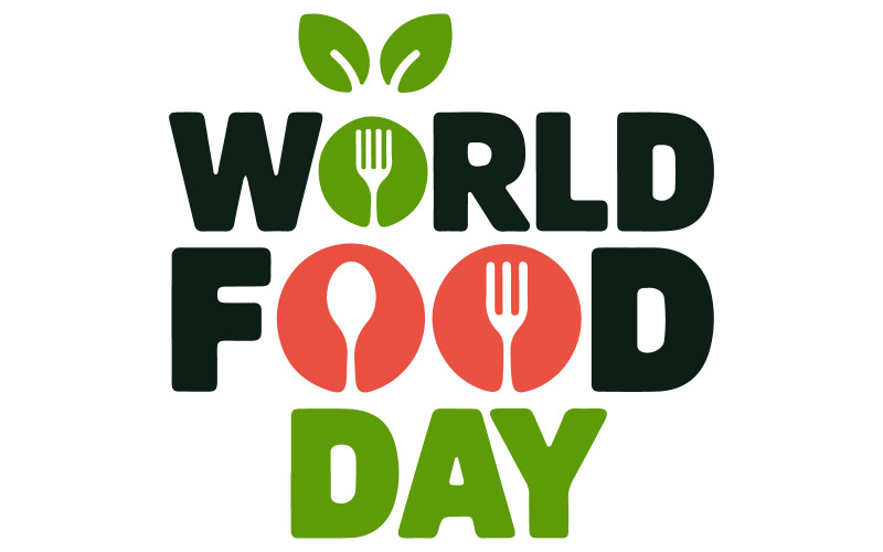 A logo for World Food Day with the text WORLD FOOD DAY Illustration