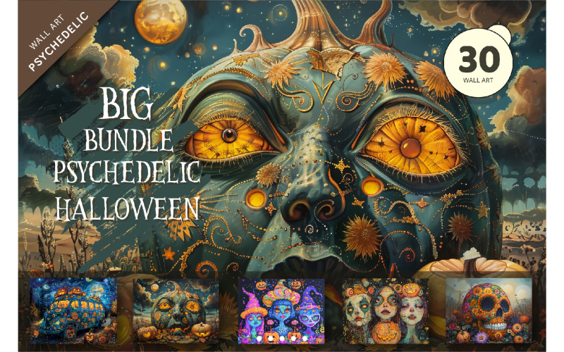 Big bundle of Psychedelic Halloween. Illustration