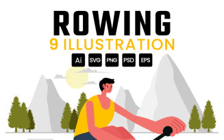 9 Rowing Sport Illustration