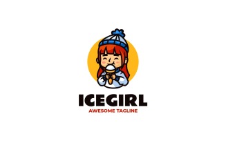 Ice Girl Mascot Cartoon Logo