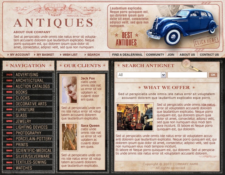 Antique Store site Template 4591