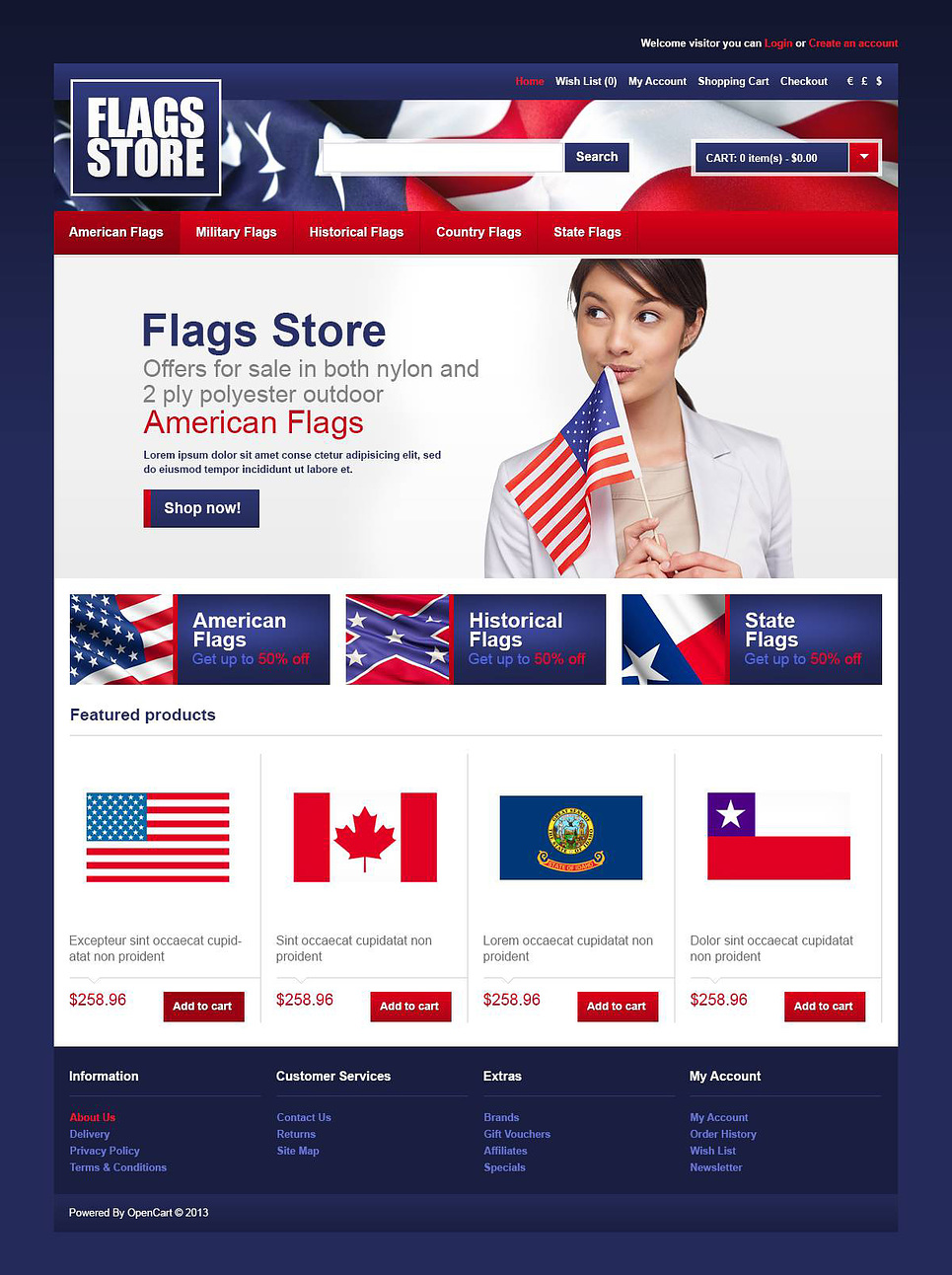 Flags Store OpenCart Template New Screenshots BIG