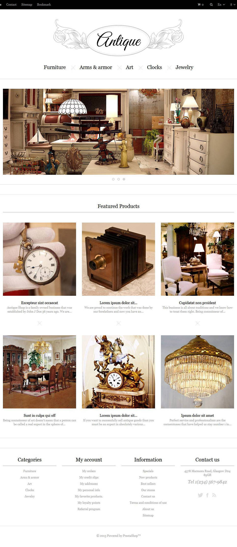 Responsive Antiques Store PrestaShop Theme New Screenshots BIG