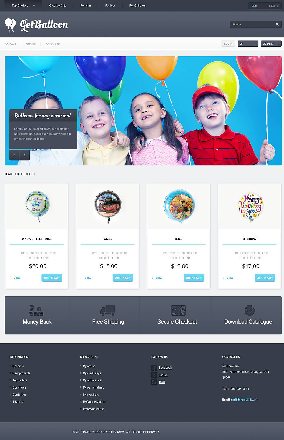 Responsive Balloons Store PrestaShop Theme New Screenshots BIG