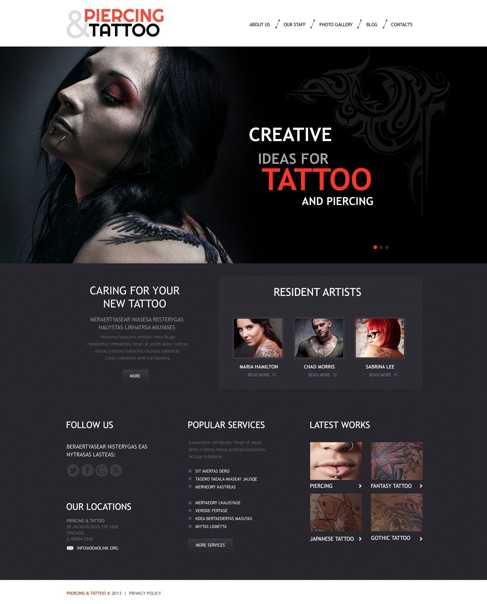 Responzivní WordPress motiv "Tattoo Art Salon" #45008 - screenshot