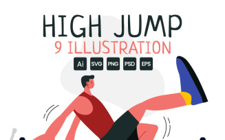 9 High Jump Sport Illustration