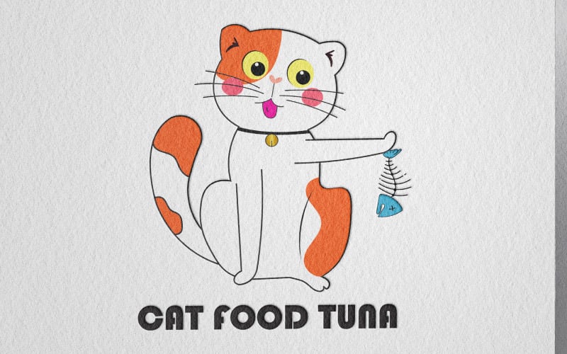 Cat food logo, cat with tuna logo, cat logo. Logo Template
