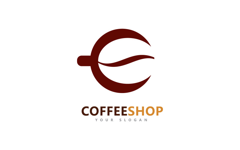 Coffee shop Minimalist vector logo. Coffee beans logo template V11 Logo Template