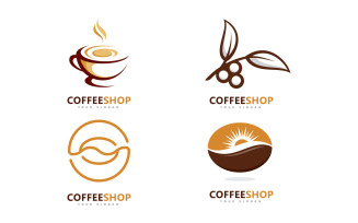 Coffee shop Minimalist vector logo. Coffee beans logo template V13