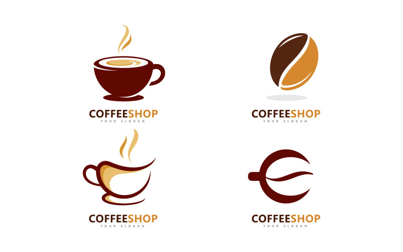 Coffee shop Minimalist vector logo. Coffee beans logo template V14 Logo Template
