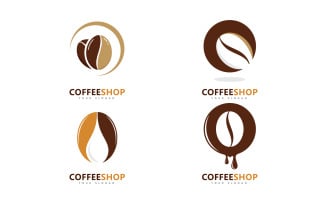 Coffee shop Minimalist vector logo. Coffee beans logo template V15