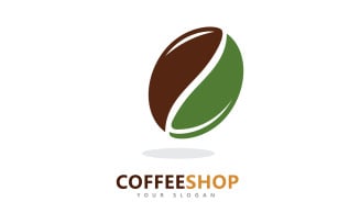 Coffee shop Minimalist vector logo. Coffee beans logo template V1