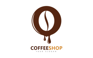 Coffee shop Minimalist vector logo. Coffee beans logo template V4