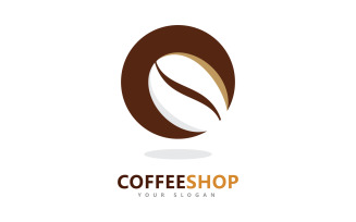 Coffee shop Minimalist vector logo. Coffee beans logo template V5