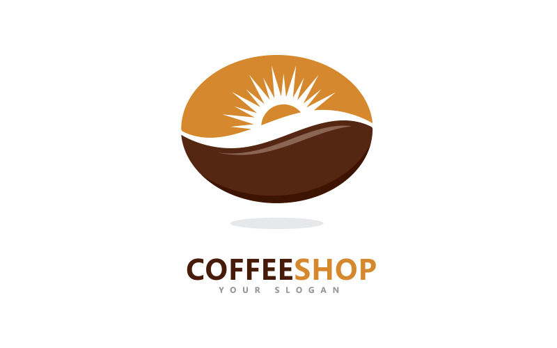 Coffee shop Minimalist vector logo. Coffee beans logo template V7 Logo Template