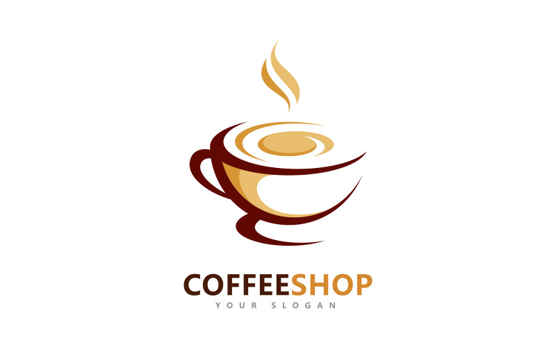 Coffee shop Minimalist vector logo. Coffee beans logo template V8 Logo Template