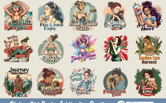 Vintage Girl Quotes Sublimation Bundle