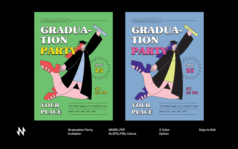 Classic Graduation Party Invitation Corporate Identity