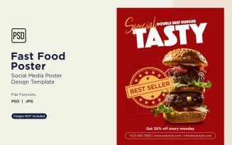 Fast Food Social Media Post Poster Design Template 09
