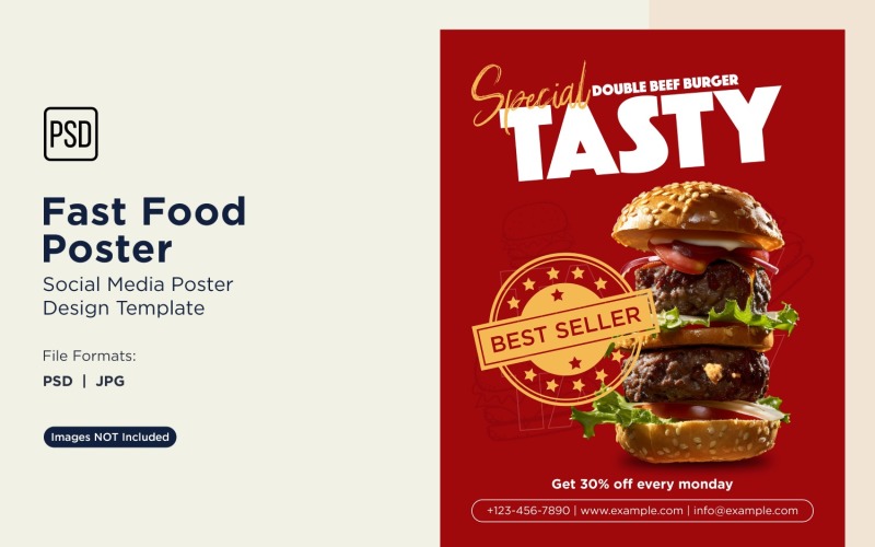 Fast Food Social Media Post Poster Design Template 09