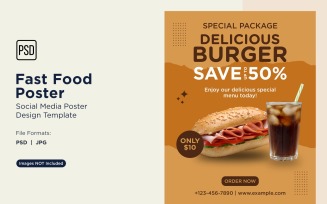 Fast Food Social Media Post Poster Design Template 73