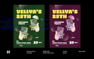 Green Purple Birthday Invitation