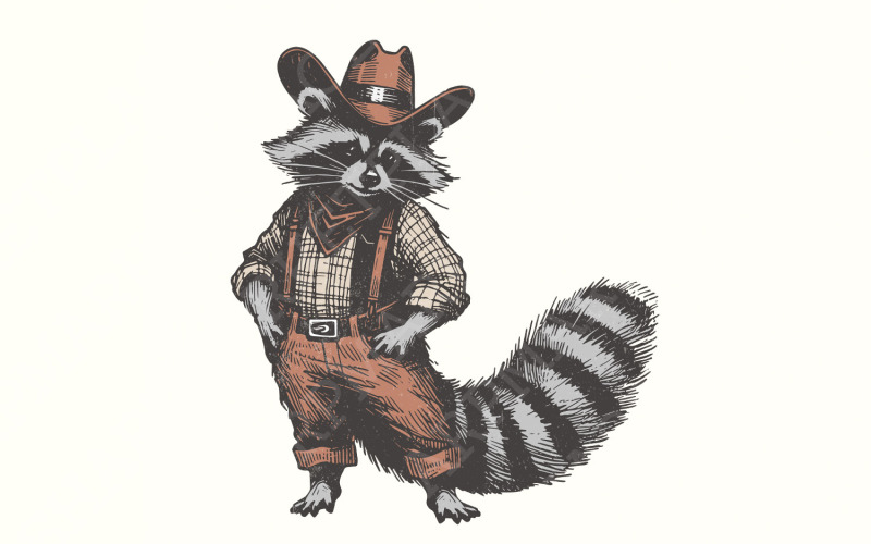 Country Cowboy Raccoon PNG, Sublimation Png, Trendy Shirt Png, Funny Raccoon Png, Western Graphic, Illustration