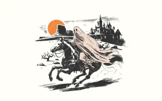 Cowboy Ghost Horse PNG, Halloween Shirt Digital, Spooky Season PNG, Cute Ghost PNG, Retro