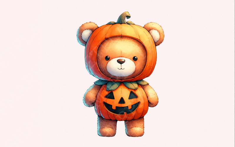 Cute Bear Pumpkin PNG, Halloween Bear Clipart, Sublimation Bear png, Teddy Bear Halloween, Illustration