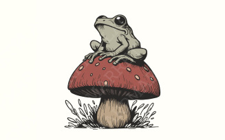 Frog Mushroom PNG, Sublimation, CuteClipart, Commercial Use, Witchcraft, Celestial, Cute Animal,