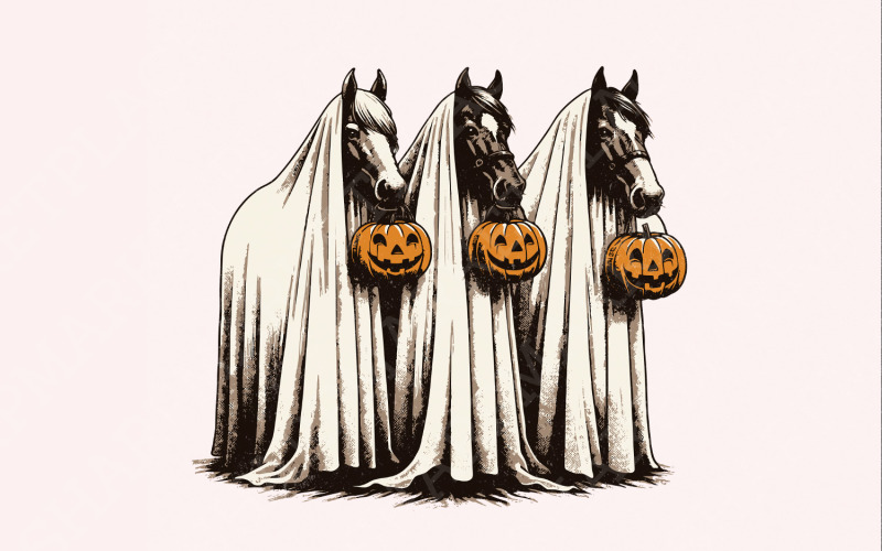 Halloween Horse PNG, Spooky Horse Png, Funny Halloween Png, Cute Horse PNG, Ghost PNG, Horse Illustration