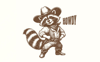 Howdy Raccoon Png, Western Saying, Country Raccoon png, Cute Shirt Design, Retro Vintage Shirt,